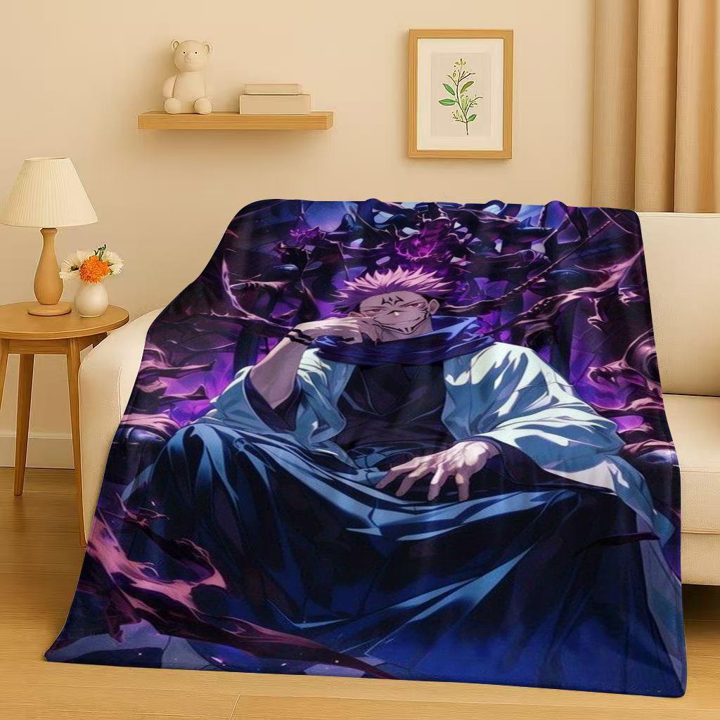 Anime Jujutsu Kaisen Cartoon Itadori Yuj Flanelldecke, Ultraweiche Warme Plüschdecke für Zuhause Schlafzimmer Bett Sofa Abdeckung Kindergeschenk
