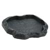 Resin Durable Reptile Rock Food and Water Dish Feeder Bowl for Tortoise Lizard(Green M)