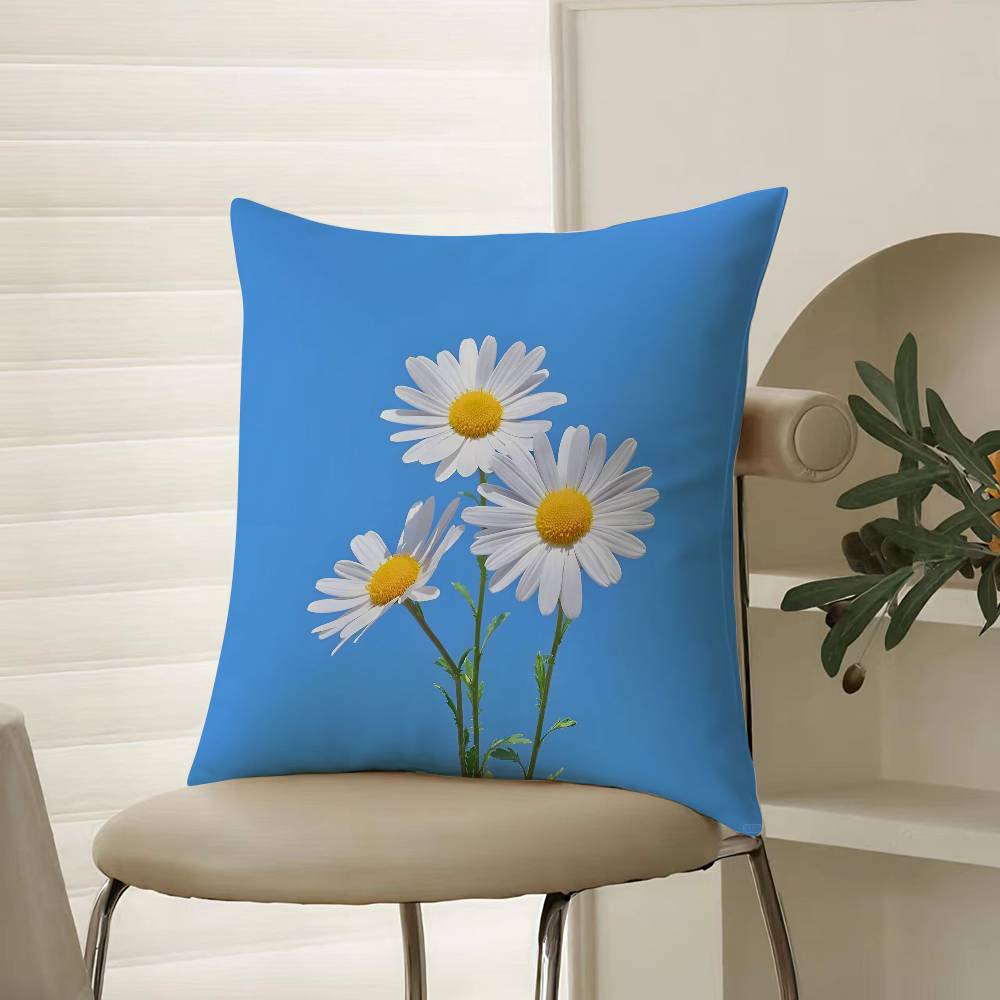 

Symbols Of innocence And Hope Daisy Pillow Case Comfort Sofa Bed Silky elegant Invisible zipper Decorative cushion cover 12x12Inch
