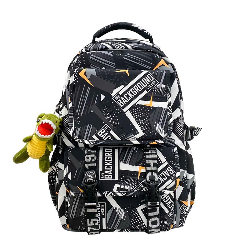

Чоловічий рюкзак великої місткості з графіті для середньої школи, шкільний рюкзак для жінок, дорожній рюкзак чорний