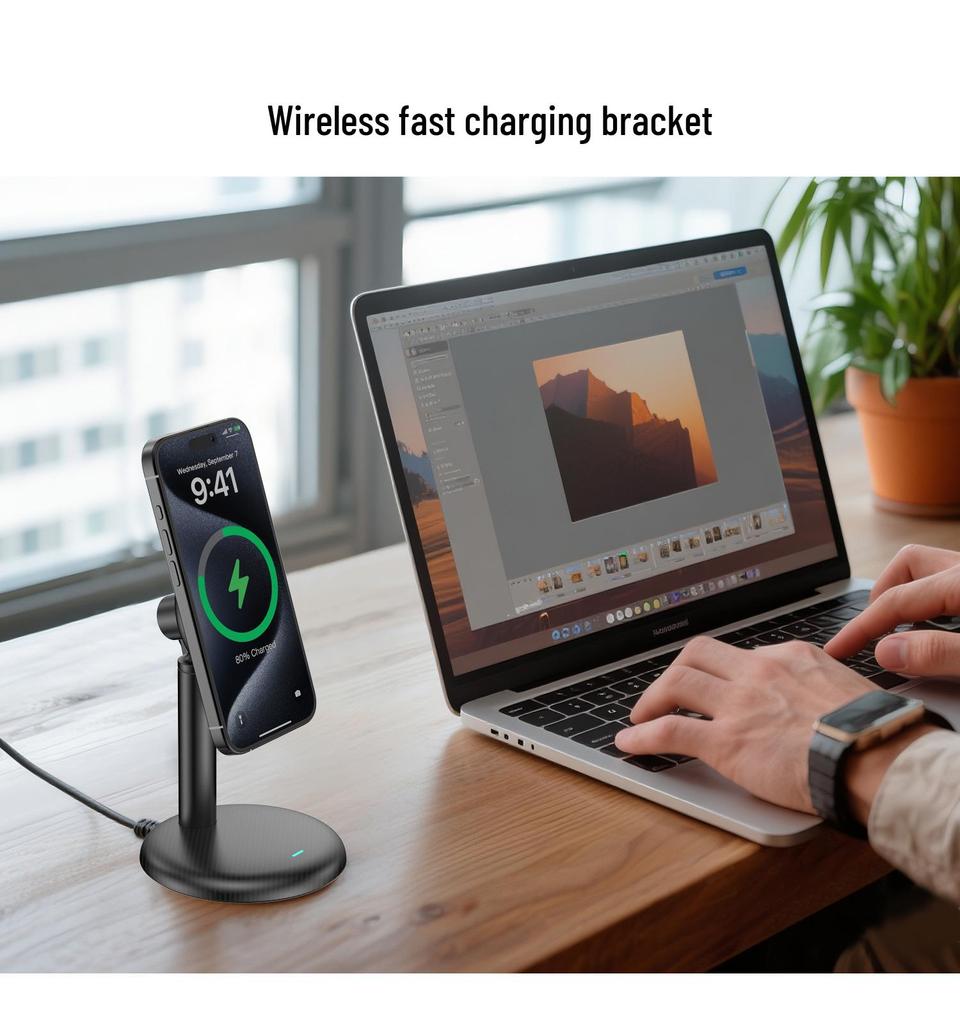 Magnetic Wireless Charger Stand 15W Fast Charging for Apple