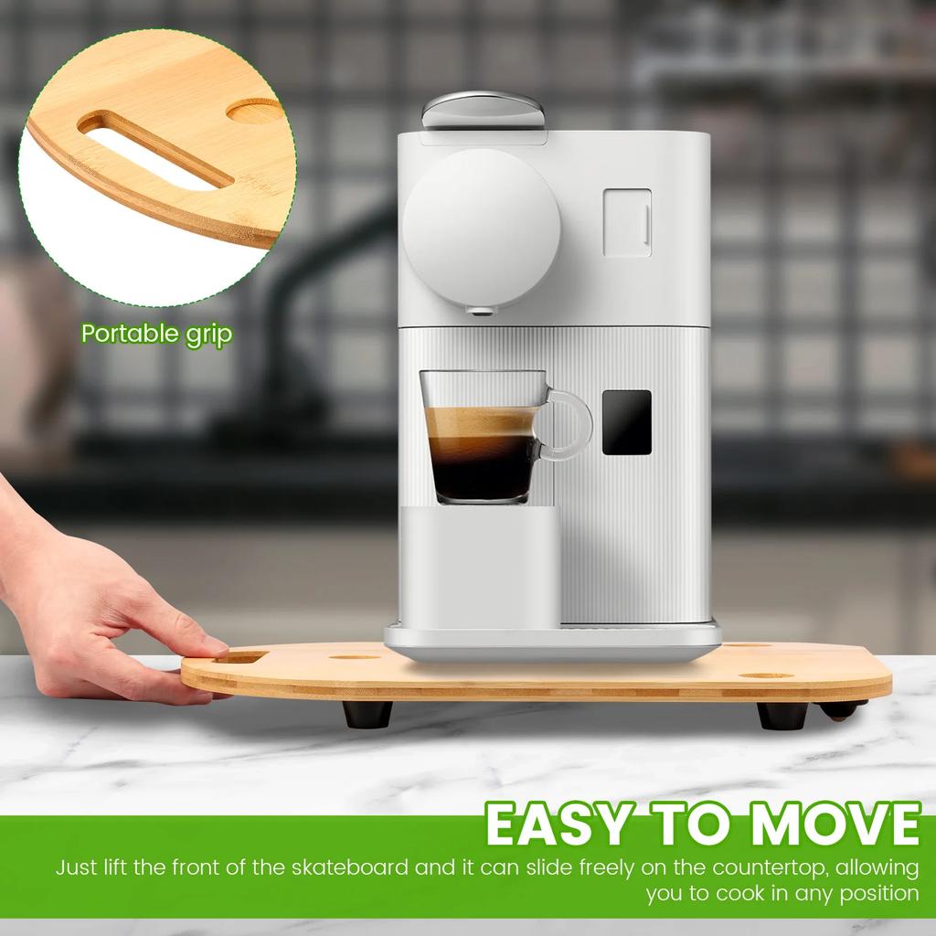 Piattaforma Scivolante in Bambù per TM5 e TM6 Movimento Rapido Piattaforma a Rotelle con Ruote e Piedini in Gomma Antiscivolo per Robot da Cucina