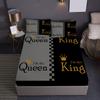 Queen King Golden Crown Couple Print Fitted Sheet Set 1* Fitted Sheet+2*Pillowcases Mattress Cover Soft Breathable Bedding Set