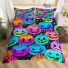 Halloween Duvet Cover Set Gothic Spooky Bedding Sets,Pumpkin Lantern Comforter Cover Horror Ghost Witch Hat Cat Bat Quilt Cover