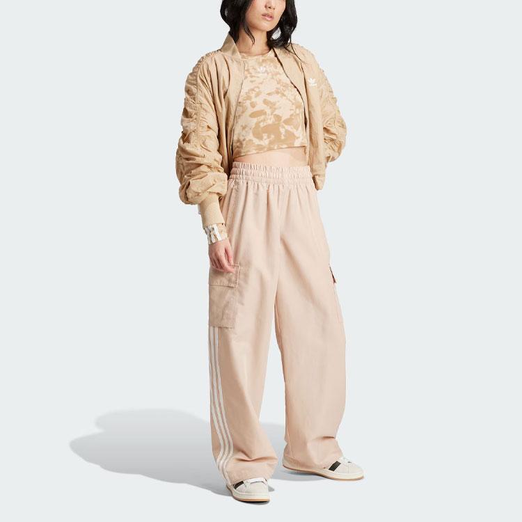 Adidas Originals 3-Stripes Tie-Dye Print Crop Long Sleeve Sports Top Women Tops Cardboard-Yellow IY0780