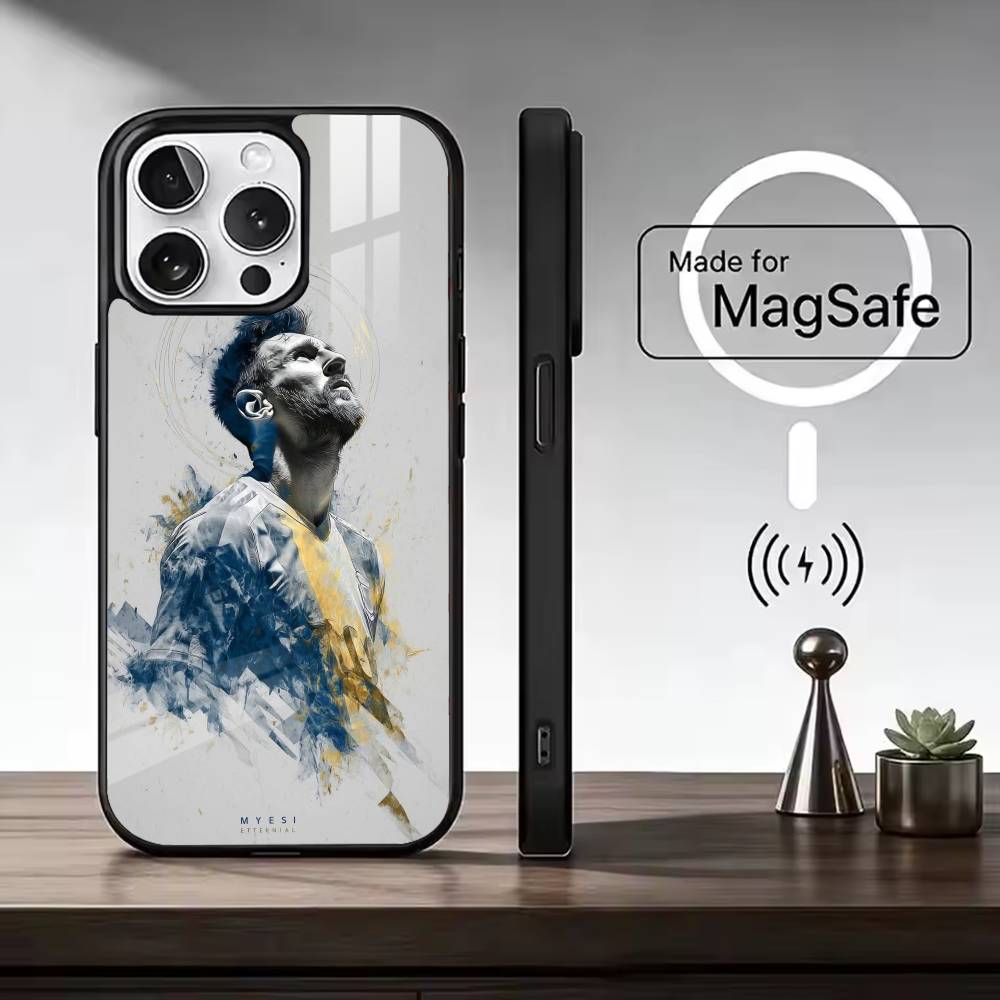 Fußball M-MESSi Coole Handyhülle Für iPhone17,16,15,14,13,12,11 Plus,Pro Magnetisch Für Magsafe Kabelloses Laden