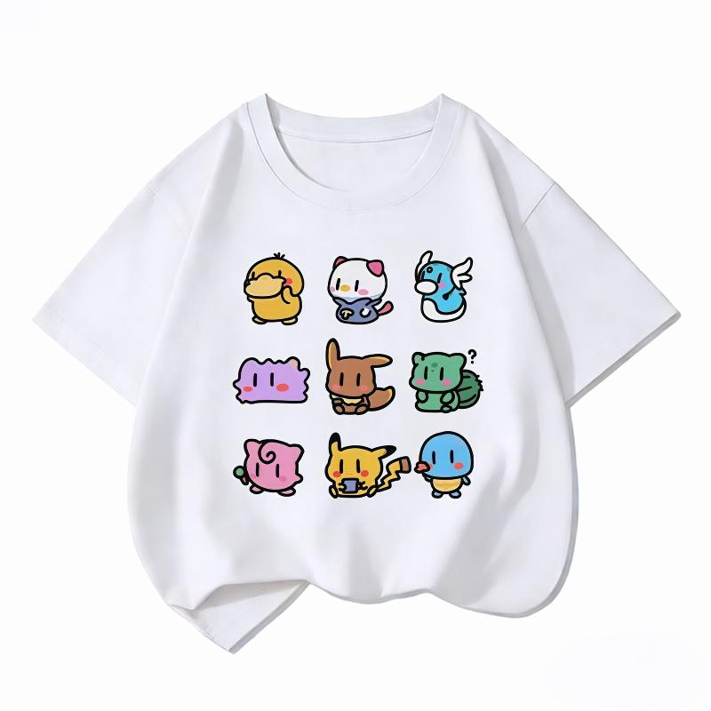Boys and Girls Summer Comfortable Breathable Children s T-shirt Potdemiel New Pikachu Printed Children s T-shirt 100