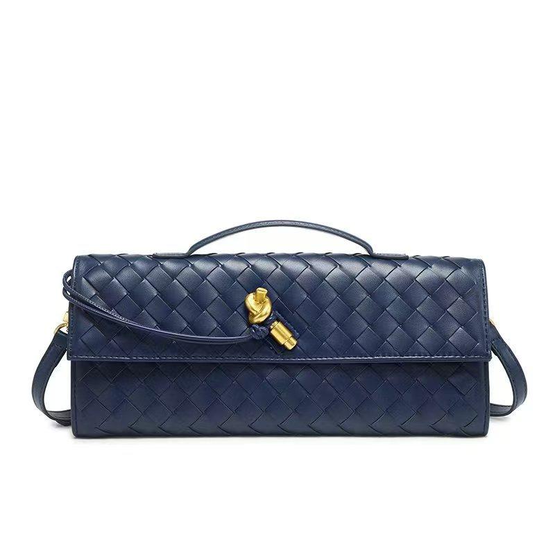 Handwoven Bag Soft Leather Lock Dinner Bag Medieval Baguette Bag Long Fashion