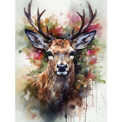 5d DIY Diamantmalerei Kreuzstich Aquarell Tiere Elch Diamantstickerei Mosaik Vollrunde Bohrer Heimdekor Kunst