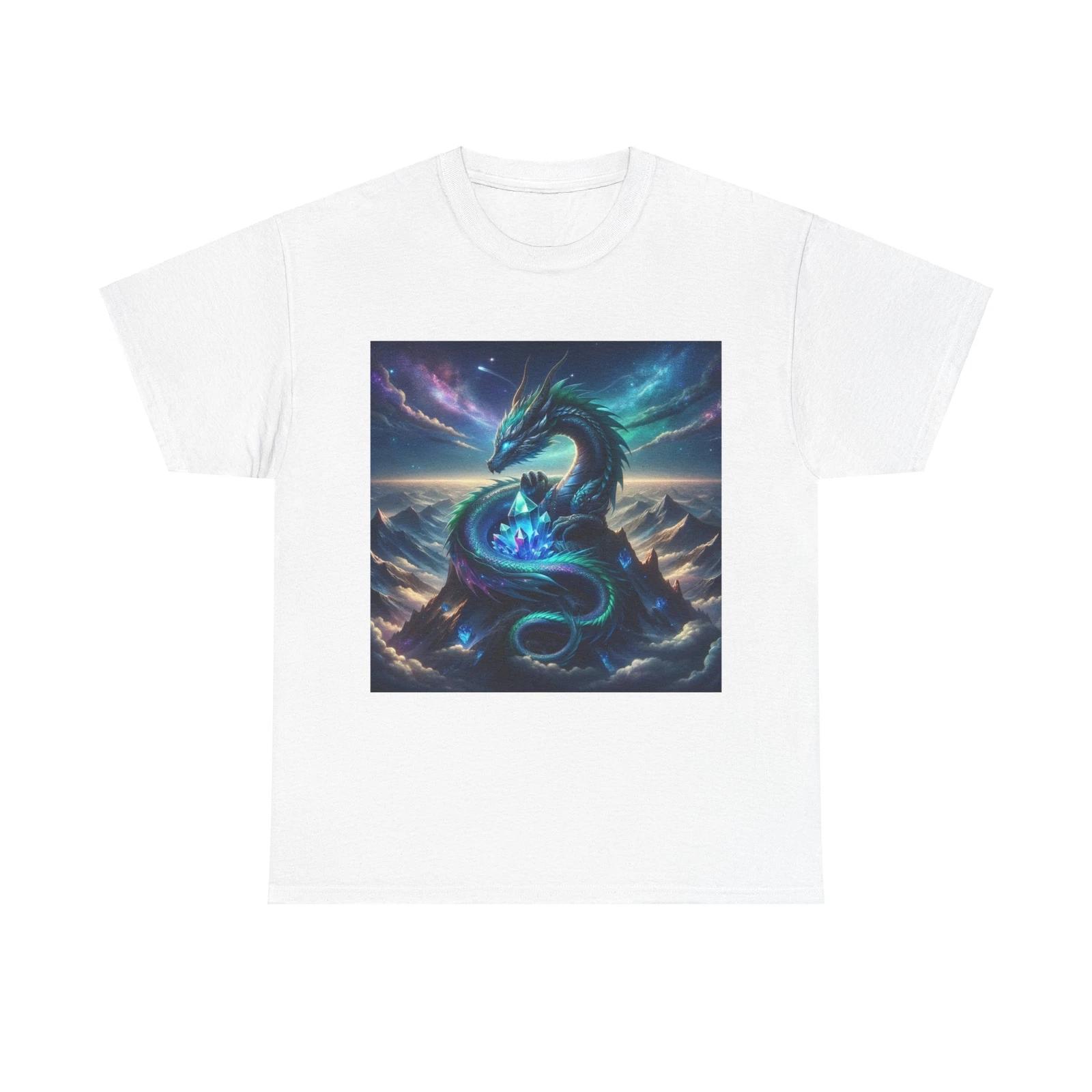 Unisex Adult T Shirt Mystical Dragon Crystal Mountain Artwork M