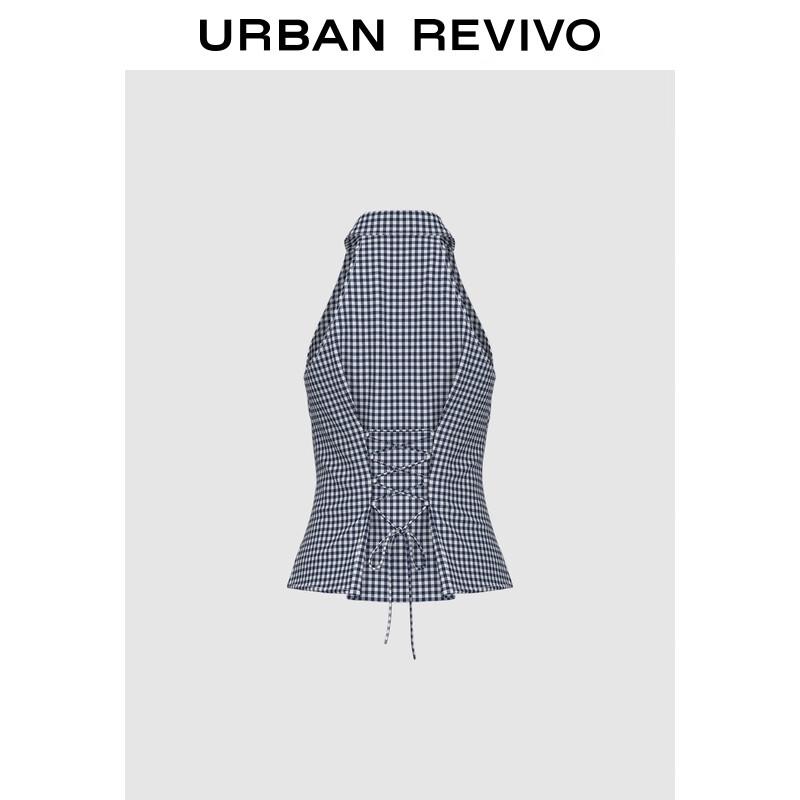 UR Women's Sleeveless Plaid Polo Collar Shirt