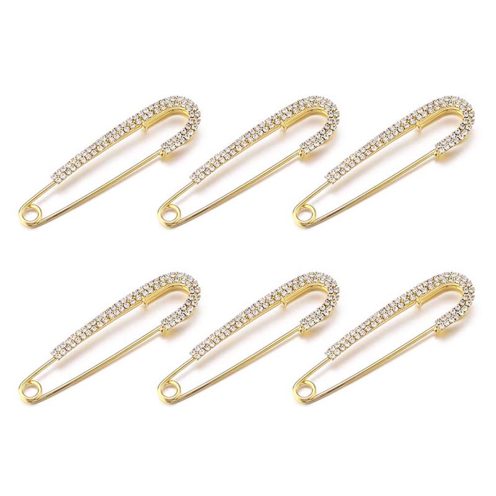 2pcs/lot Alloy Rhinestone Brooches Gold Silver Color Fixed Pins Brooch For Women Dress Safety Pin Brooches DIY Jewelry Making