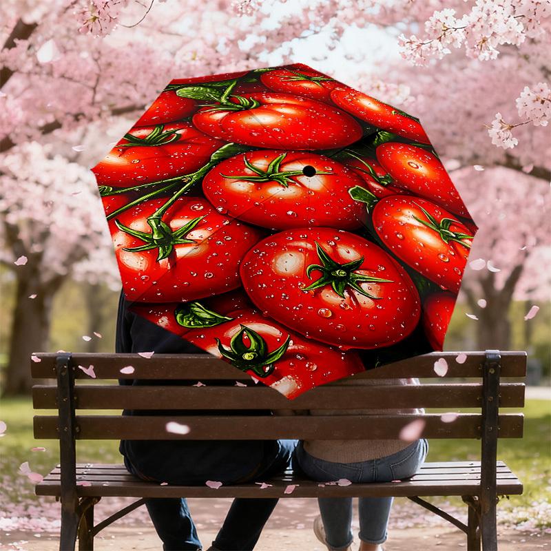 1PC Tomato waterUmbrella-8-Rib Reinforced, Automatic Open, Lightweight & Durable, Cute Fashion Accessory for Outdoor-P153