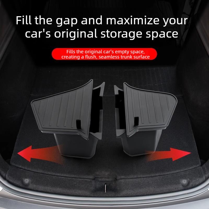 Model Y Launch 2026 Rear Trunk Side Storage Box For Tesla Y Juniper 2025 Organizer Suede Anti-dirty Car Travel Accessories