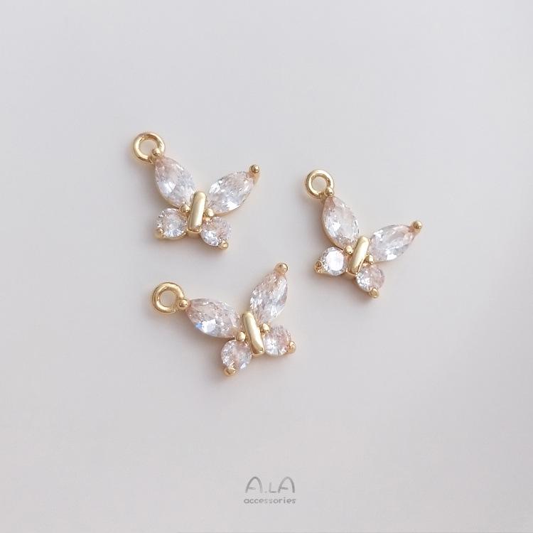 

Кулон двойной из циркония с заполнением золотом 14 карат: Шармы «Бабочка и бант» DIY для браслетов и серег