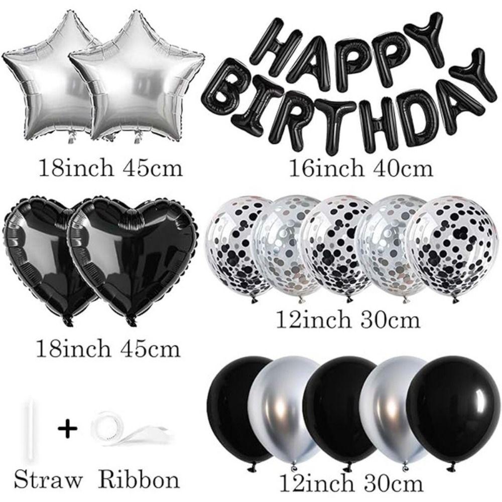 Heart Star Happy Birthday Balloon Garland Kit Latex/Aluminum Film DIY Accessories Balloons Background Wall Decoration Supplies