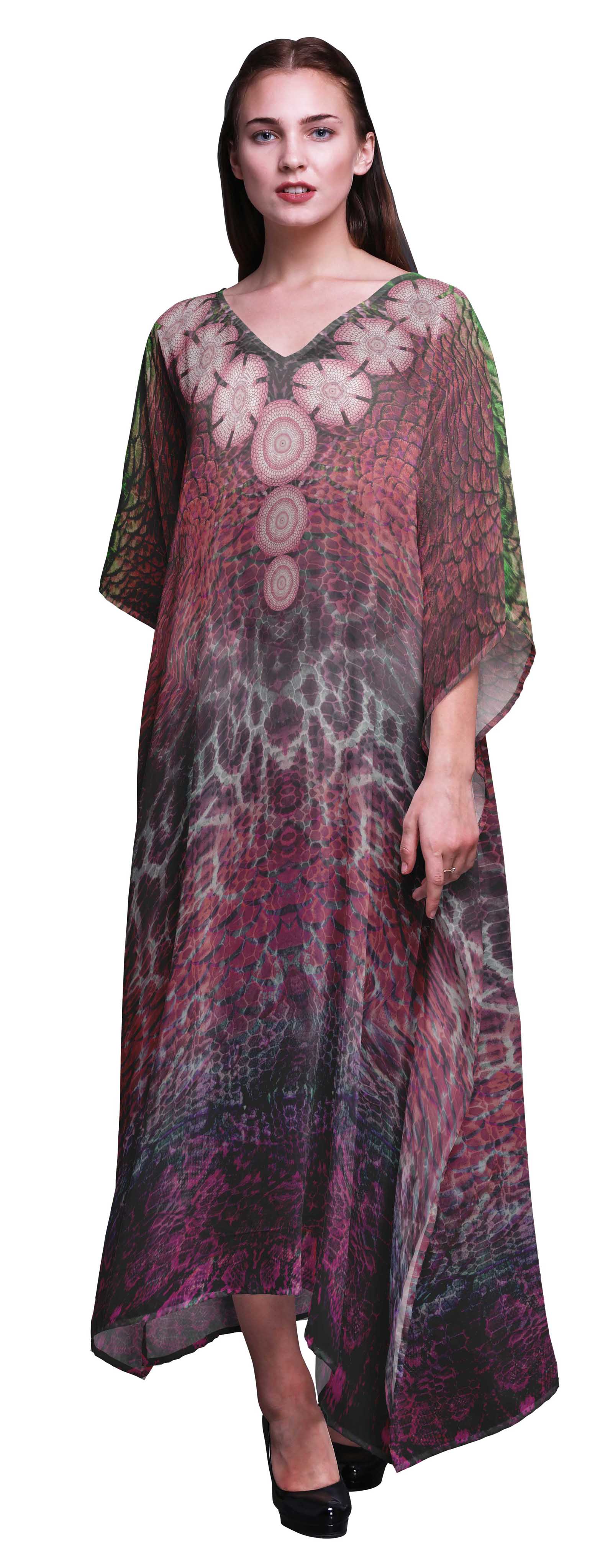 

Phagun Пляжне бікіні-кафтан зі зміїною шкірою. Довга жіноча сукня максі XL-3X рожевий