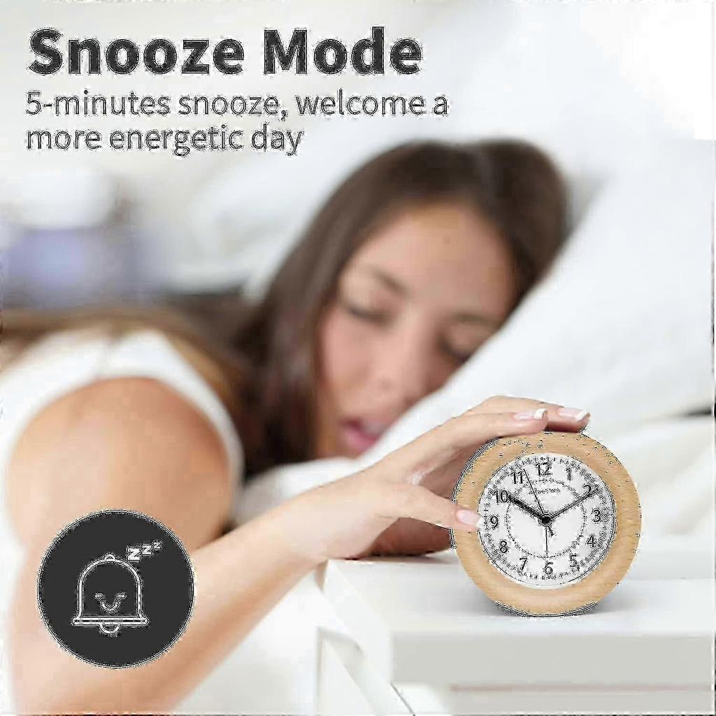 Sveglia Analogica Senza Ticchettio, Sveglia in Legno Con Snooze, Sveglia Retro da Tavolo Con Luce Notturna, Sveglia Senza Radiazioni Batt