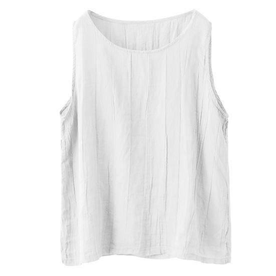 Women Summer Tops Neck Solid Color Lightweight Breathable Vest Loose Fit Sleeveless Round Casual Tank Tops