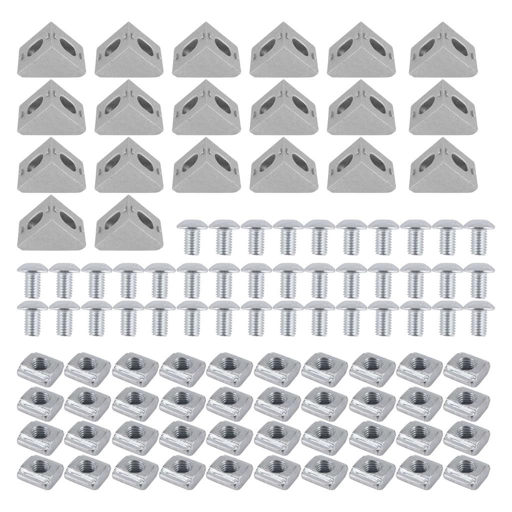 A34R 2020 Series Aluminum Profile Connector Set, 20Pcs Corner Bracket,40Pcs M5 X 10Mm T-Slot Nuts, 40Pcs M5x10mm Hex Socket Cap