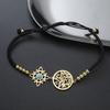 Verstellbares Tetragrammaton Pentagramm Armband für Damen Edelstahl Salomonsiegel Amulett mit Türkis Wicca Schmuck Geschenk