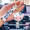 Cartoon Cow Shape Keychain Keyrings Commemorative Keychains PVC Material Keys Rings Car Keys Jewelry Gift for Women Girl
