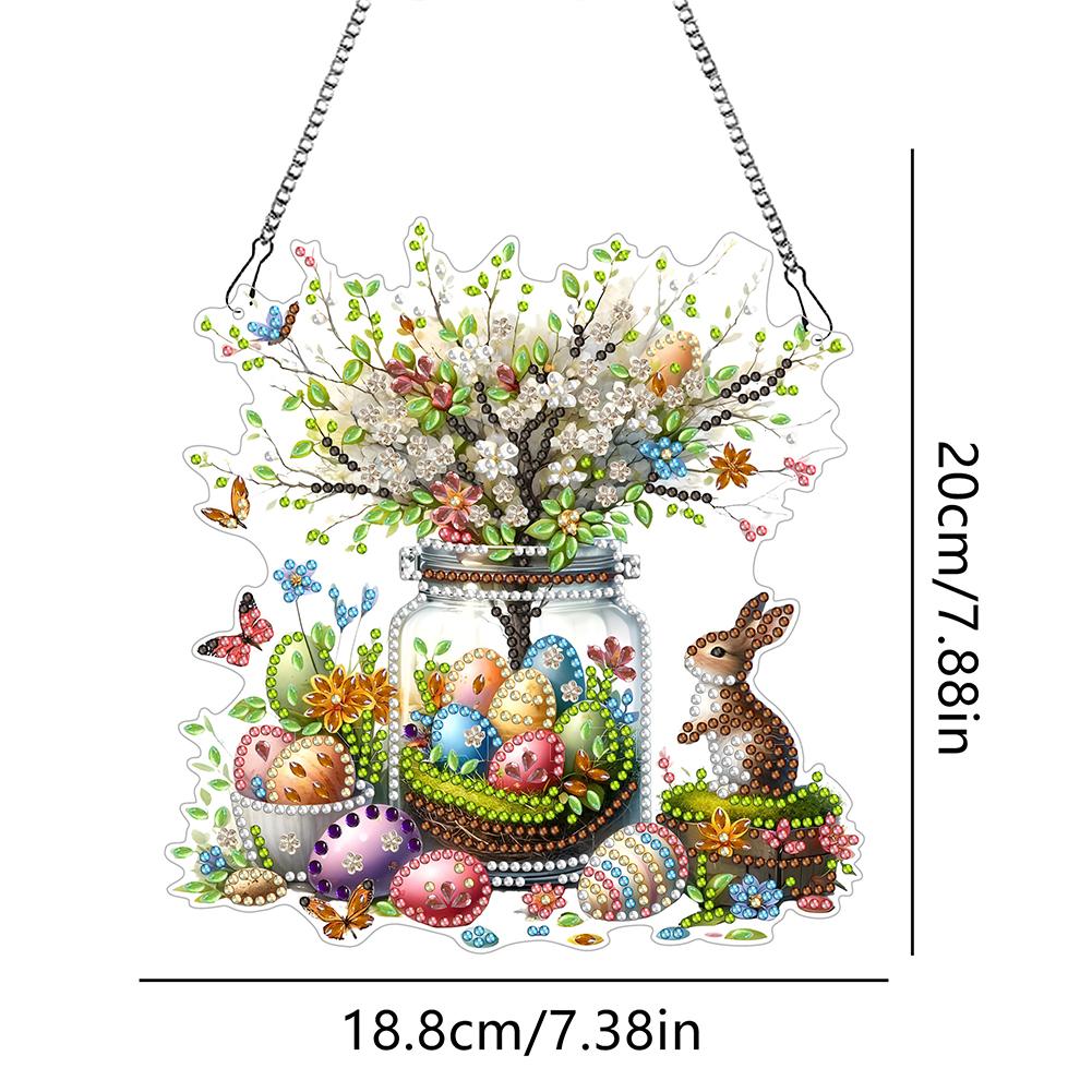 Easter Diamond Art Hanging Pendant Acrylic Diamond Painting Home Decor Rhinestone Diamond Art Window Pendants for Window Decor