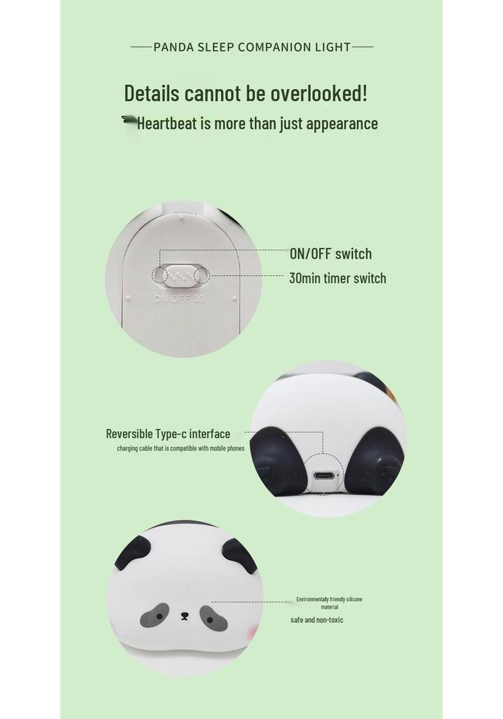 Adorable Panda Silicone Bedside Sleep Light - Perfect Nightstand Atmosphere Lamp & Gift