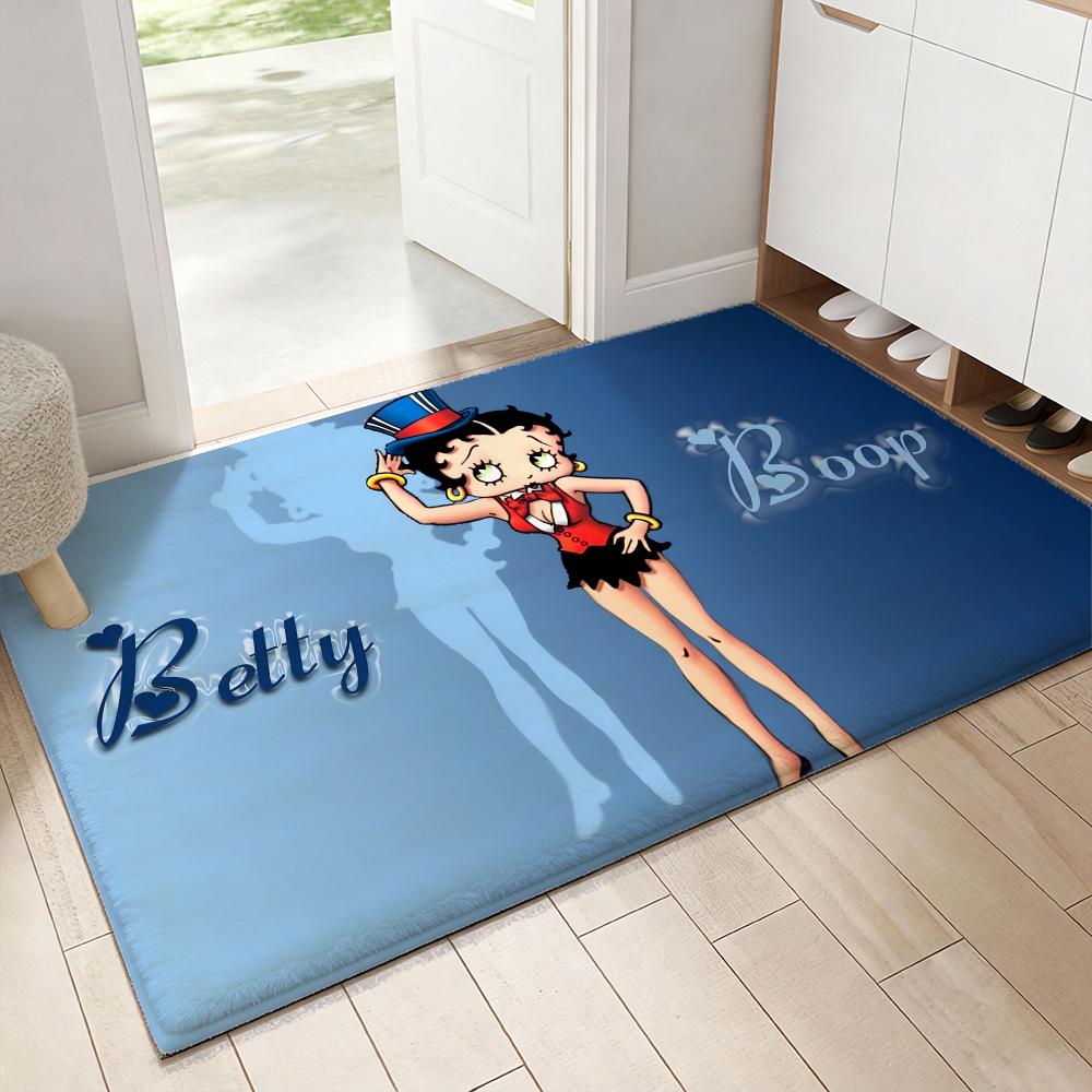 Cute B-Betty Boop Floor Mat Soft Thickened Flannel Door Mat Non-Slip Living Room Rug Home Decor 40x60cm