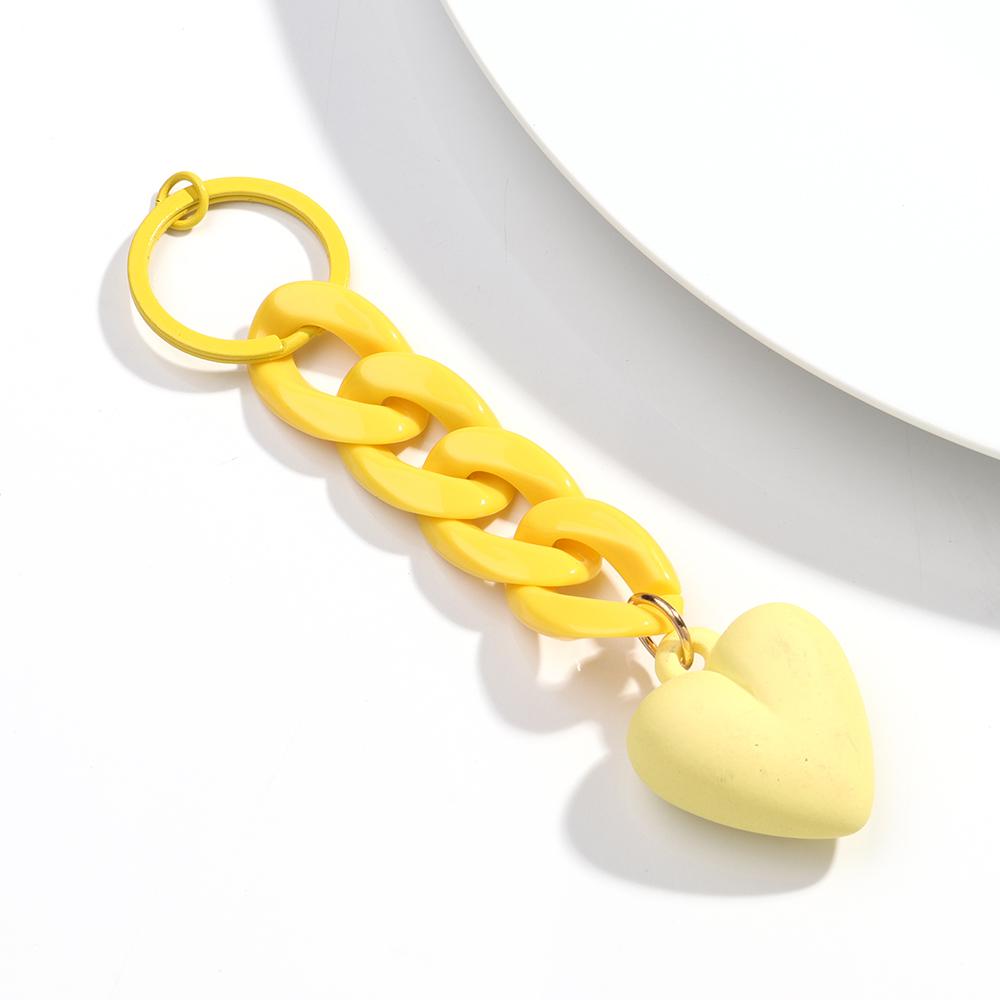 Handmade Heart Keychain Acrylic Plastic Link Chain Key Ring For Women Girls Handbag Pendant Accessorie Car Keys Jewelry Gifts