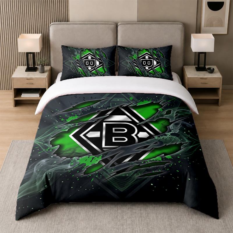 3Pcs Bedding SetBorussia Mönchengladbach Soft Bed Sheet and Two Pillowcases Home Bedroom Decor