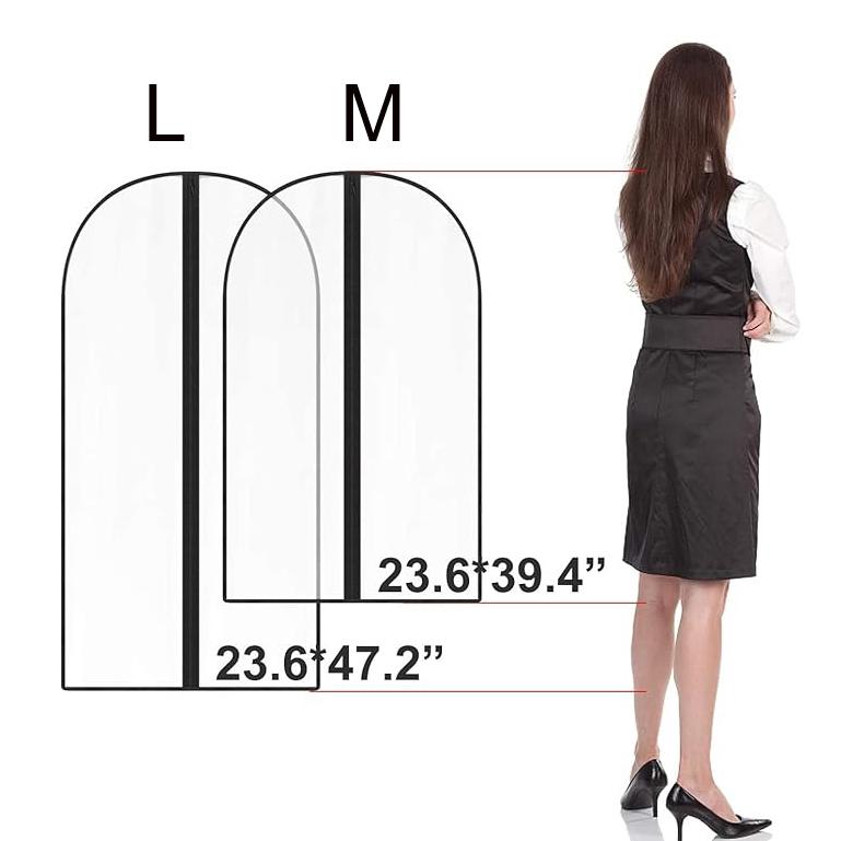 1Pc Garment Covers Dustproof Clothes Covers Moth Proof Coat Bag with Zip PEVA Translucent Dress Cover Waterproof