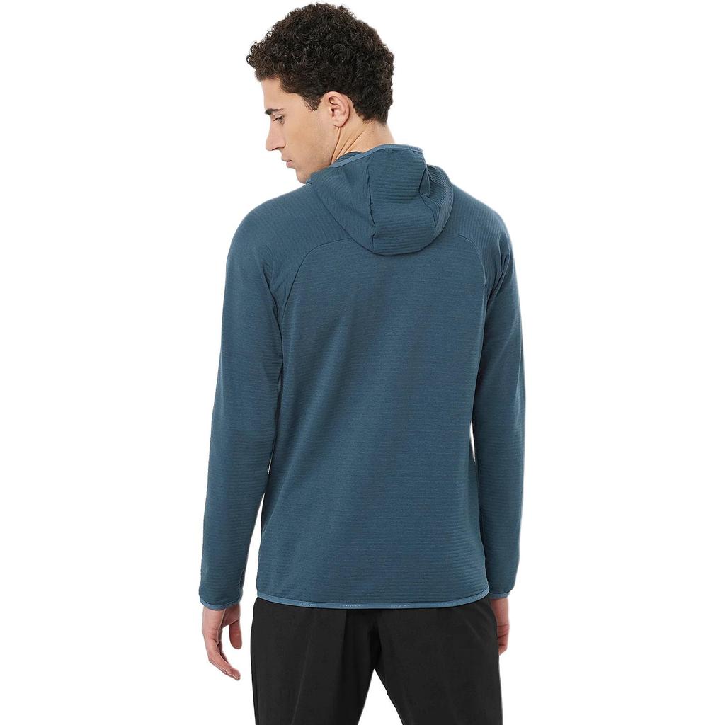 SALOMON Essential Lightwarm Breathable Stretch Zip-Up Hooded Long Sleeve Jacket Men Jackets Navy-Blue LC2282500