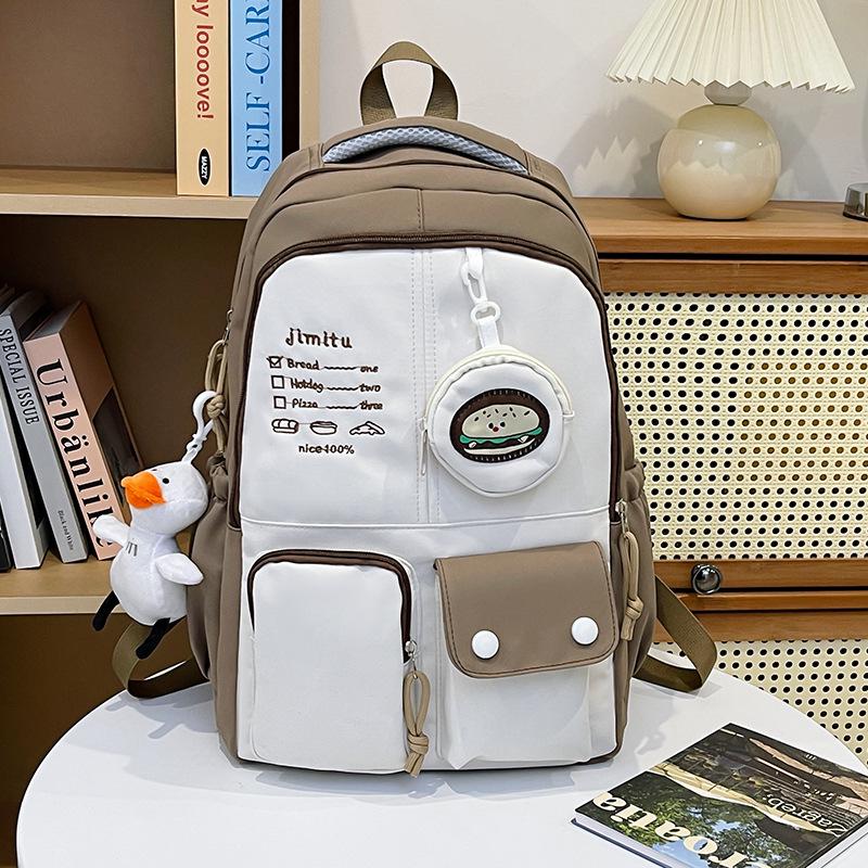 Japanese & Korean Style Large Capacity Color Block Backpack for High & Middle School Girls