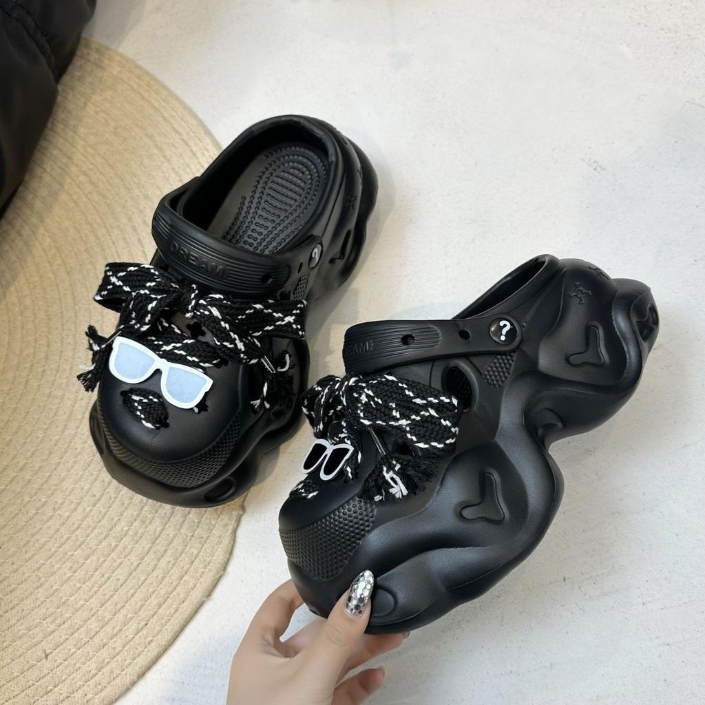 Casual cool slippers thick-soled outer wear beach bag head slippers fashion Internet celebrity hole shoes ins2025 summer and autumn new