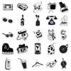 50 Black And White Series Theme Stickers Popular Life Realistic Style Simple Style Retro Graffiti Stickers