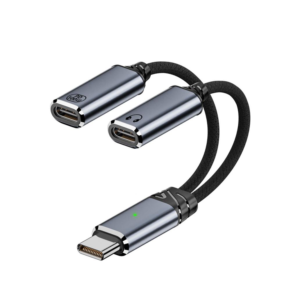 2 in 1 USB C Headphone and Charger Adapter USB C to Aux Audio Jack with PD 100W Fast Charging Dongle Cable Cord