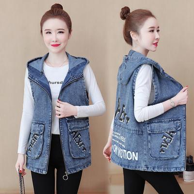 Denim gilet femmes veste manteau fille vêtements coréen printemps nouvelle femme à capuche veste Denim jean gilet