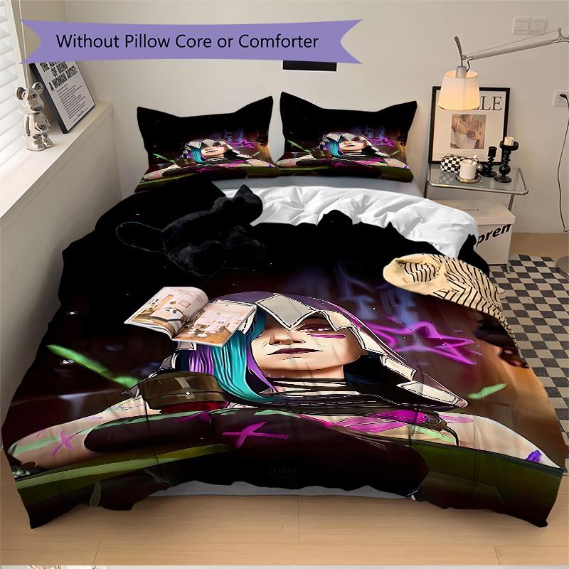 3pcs Jinx Home Decor Bedding Set-Universal Three-Piece Suit for Bedroom, Guest Room, Living Room, Hotel-Festive Gift for Fans, Travelers, Da