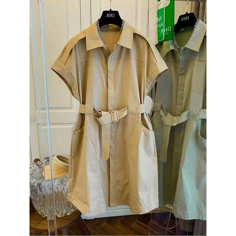 

Очень большой толстый мм 150,00 кг Ретро платье-карго с воротником поло Женский летний дизайн Нишевые рубашки Юбки Khaki L [Suggested 40.00 kg-60.00 kg]]