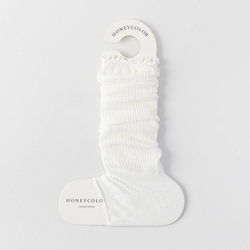 

Sock Cover Women s Vertical Striped Mesh Breathable Leg Cover Versatile Pile Socks Solid Lace Calf Socks 1 pair белый