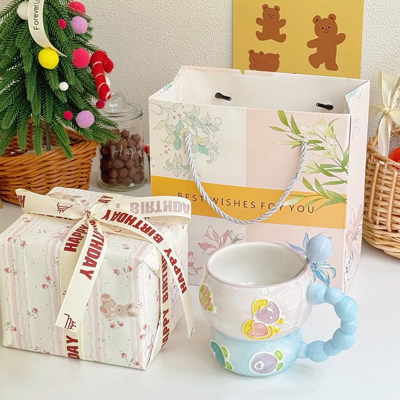Cute high-value fruit ceramic mug creative coffee breakfast cereal cup girls drinking cup birthday gift
