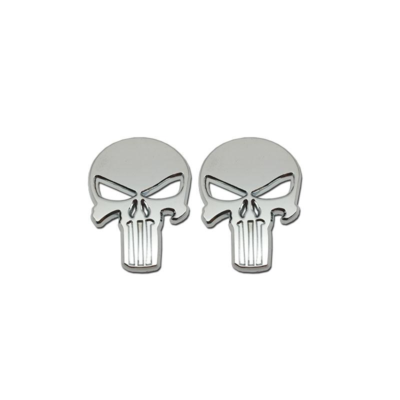 

2 PCS Car Styling 3D Metal Stickers Skull Emblem Decal Badge Car Waterproof Sticker Auto Red Black Sliver серебряный