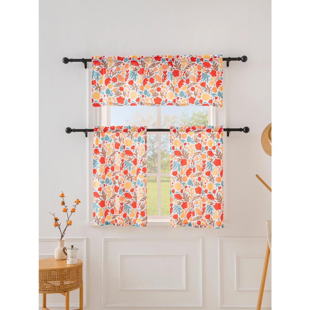 140 * 46CM (1 PCS) 68 * 60CM 60 * 91CM (2pcs) Série de flores pequenas cortinas de cozinha adequadas para cozinhas