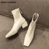 Autumn Winter Fashion Women Boots Square Toe Yarn Elastic Ankle Boots Kid Suede Thick Heel Shoes Female Socks Boats Mujer