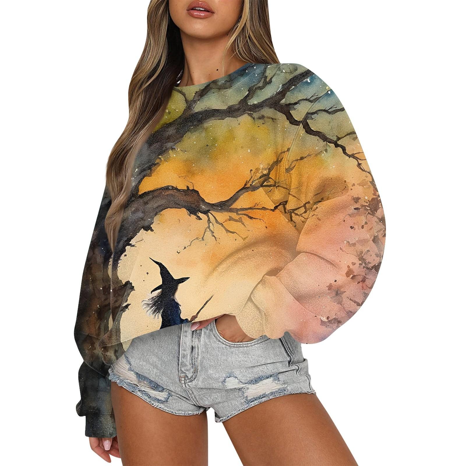 

Женский повседневный модный трикотажный спортивный топ с длинными рукавами, свободный крой, Хэллоуин XL золотой