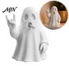 Playful Ghost Shaped Accents 3D Printed Rock Figurine, Funny Gesture Statue for Home Unique White Statues Office Desktop Decoration, DIY Paintable