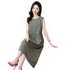 Mom's Trendy Plaid Dress: Literary, Stylish, Sleeveless, Long, Slimming, Loose Fit.