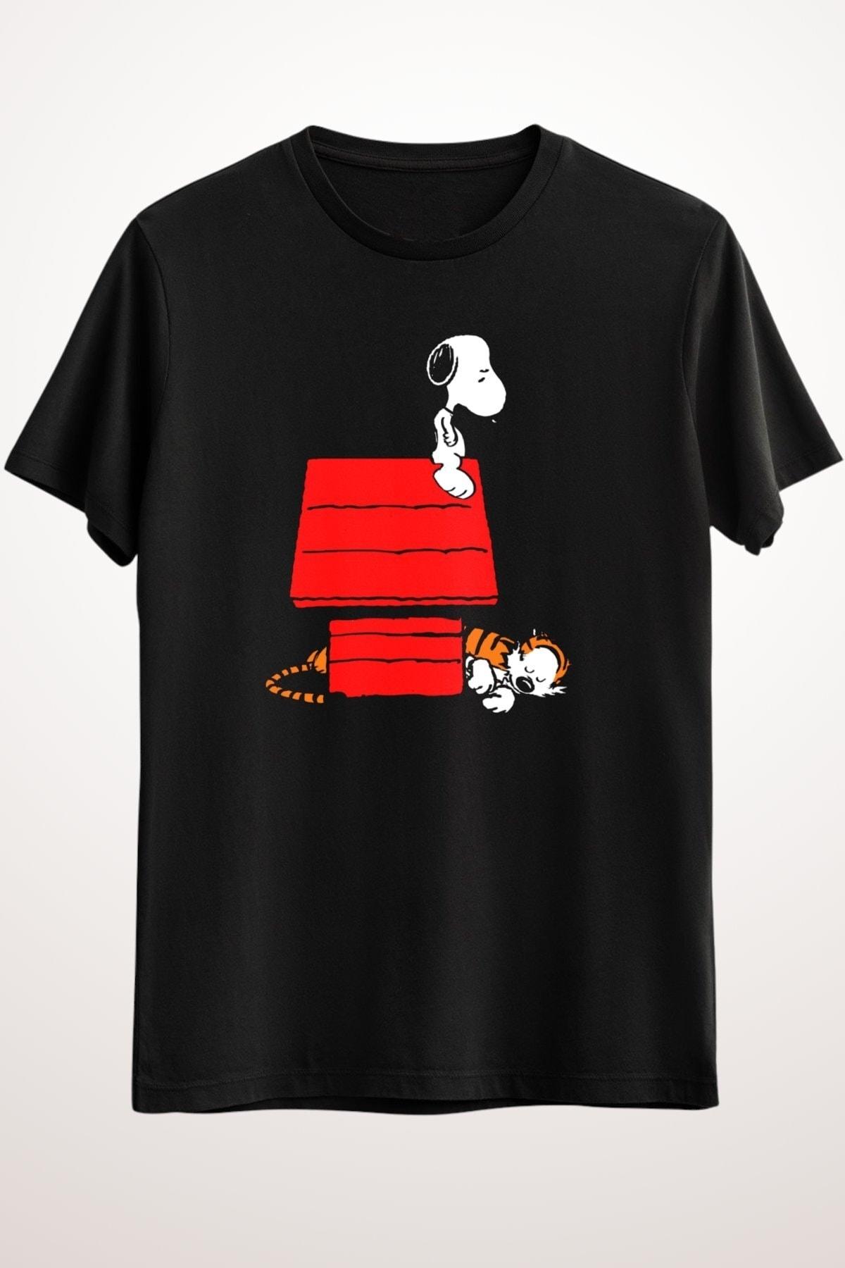 

Мужская черная футболка Snoopy And Hobbes - DS1513
