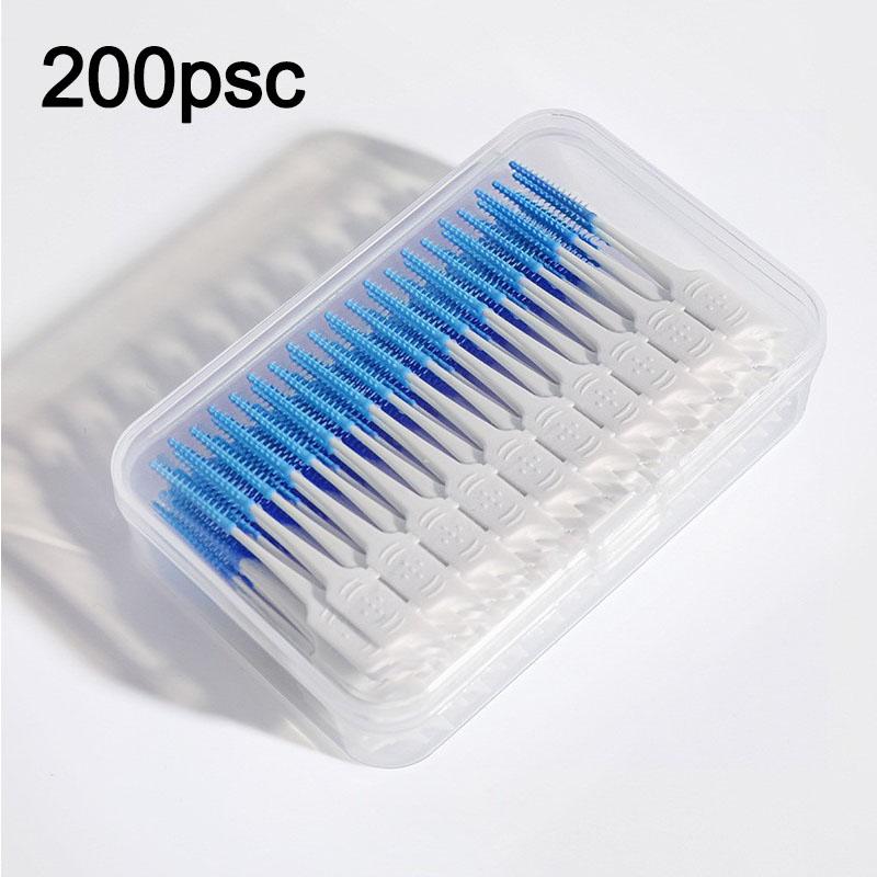150/200 Stück Zahnseide Wiederverwendbare Interdentalbürsten Zahnstocher Zahnseide Plastik-Zahnstocher mit Faden Zahnstocher YAX02
